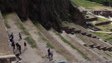 Teras ve Temple Hill Ollantaytambo, Peru'daki Inca kale.