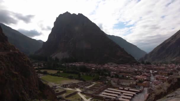 Inca Vesting Met Terrassen Temple Hill Ollantaytambo Peru — Stockvideo