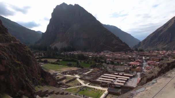 Teras Temple Hill Ollantaytambo Peru Daki Inca Kale — Stok video