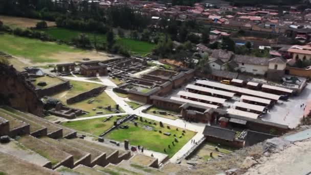 Inca Festung Mit Terrassen Und Tempelberg Ollantaytambo Peru — Stockvideo
