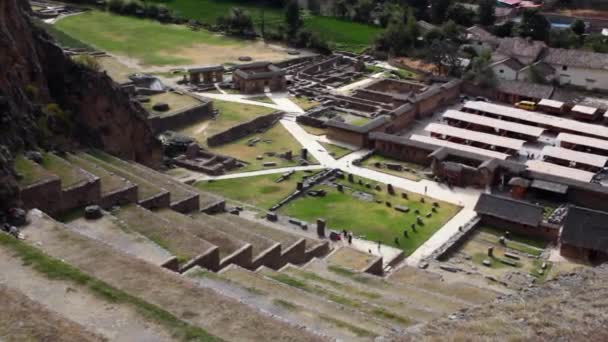 Twierdzy Inków Tarasami Temple Hill Ollantaytambo Peru — Wideo stockowe