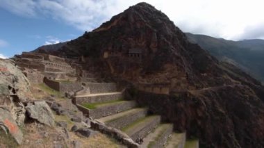 Teras ve Temple Hill Ollantaytambo, Peru'daki Inca kale.