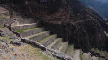 Teras ve Temple Hill Ollantaytambo, Peru'daki Inca kale.