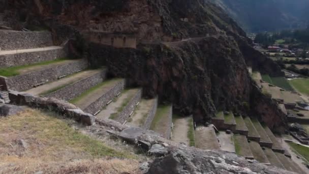 Fortaleza Inca Com Terraços Temple Hill Ollantaytambo Peru — Vídeo de Stock