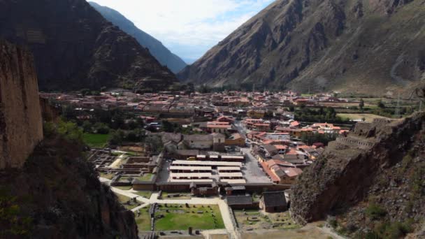 Inca Vesting Met Terrassen Temple Hill Ollantaytambo Peru — Stockvideo