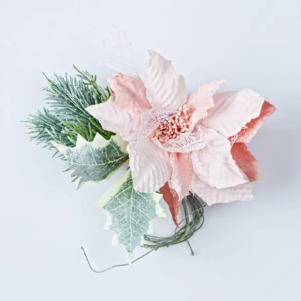 Rose Weihnachten Dekorative Weihnachtssterne Blume Isoliert Auf Weiß lizenzfreie Stockfotos