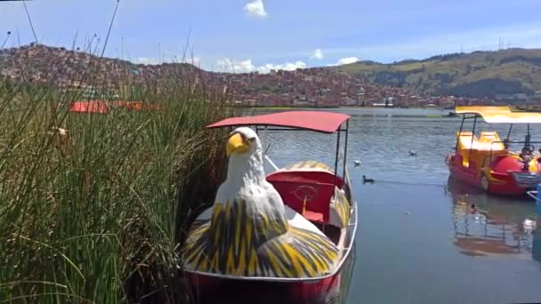 Puno Titicaca Pérou Avril 2022 Les Bateaux Pour Touristes Sont — Video