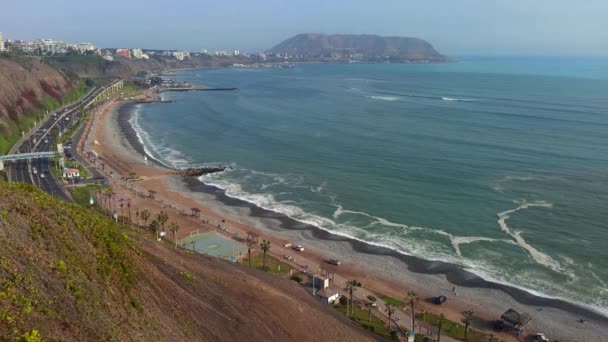 Lima Peru April 2022 Beautiful Pacific Ocean Coast Miraflores City — Video Stock