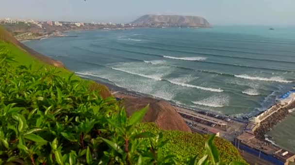 Beautiful Pacific Ocean Coast Miraflores City Area Lima Peru — Vídeo de stock
