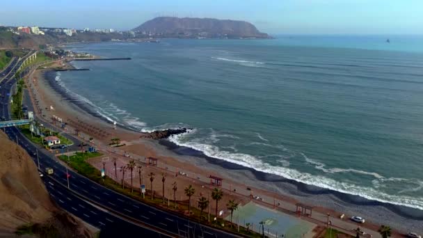 Lima Peru April 2022 Vacker Stillahavskust Miraflores Stadsområde Lima Peru — Stockvideo
