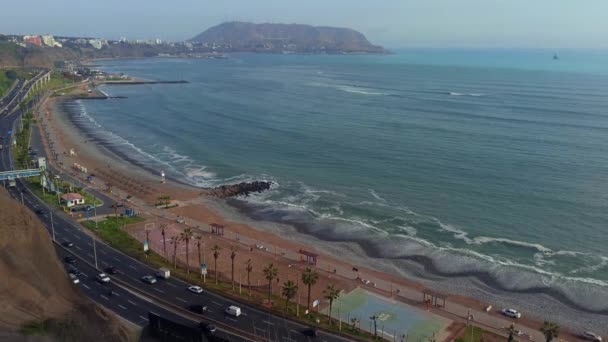 Lima Peru Abril 2022 Bela Costa Oceano Pacífico Área Cidade — Vídeo de Stock