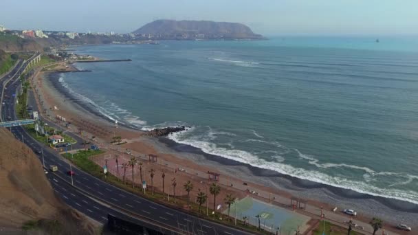 Lima Peru Abril 2022 Bela Costa Oceano Pacífico Área Cidade — Vídeo de Stock