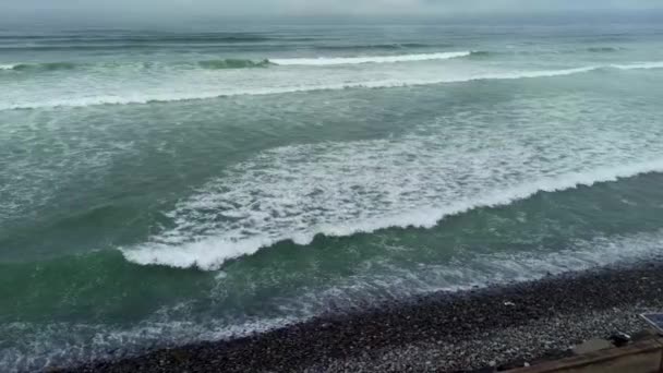 Océan Pacifique Pris Par Temps Nuageux Lima Bord Mer Pérou — Video