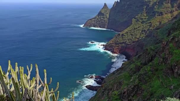 Okyanus Kıyısındaki Köyün Anaga Kırsal Parkı Tenerife Kanarya Adaları Ndaki — Stok video