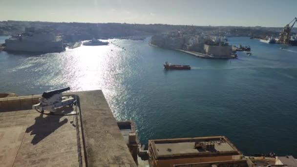 Beautiful View Upper Barrakka Gardens Saluting Battery Grand Harbor Valletta — Stock Video