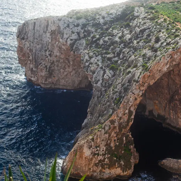 Прекрасні Скелі Океані Вид Знаменитий Блакитний Грот Мальта — стокове фото