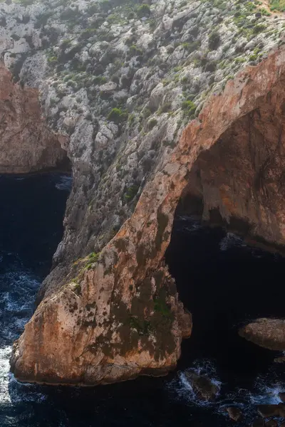 Прекрасні Скелі Океані Вид Знаменитий Блакитний Грот Мальта Стокове Зображення