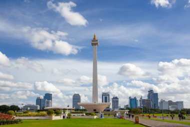 Jakarta, Indonesia - 3 February 2020: Beautiful view of the National Monument (MONAS) in park in  Jakarta, Indonesia clipart