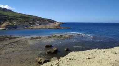 Qbajjar, Marsalforn, Gozo, Malta, Akdeniz, Europe yakınındaki, tuz tava