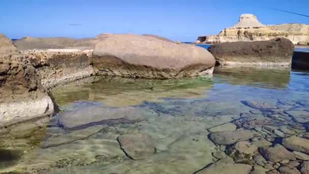 Qbajjar Marsalforn Gozo Malta Akdeniz Europe Yakınındaki Tuz Tava — Stok video