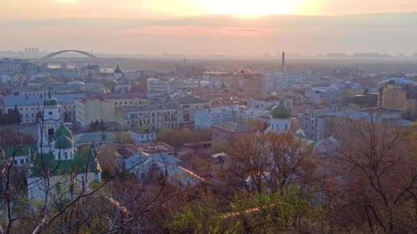 Gün Doğumu Kyiv Şehrinde Sabahın Erken Saatlerinde Podil Ukrayna Daki — Stok video