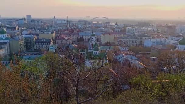 Gün Doğumu Kyiv Şehrinde Sabahın Erken Saatlerinde Podil Ukrayna Daki — Stok video