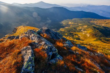 Sabahın erken saatlerinde Brebeneskul Dağı zirvesi, Karpat Dağları, Ukrayna