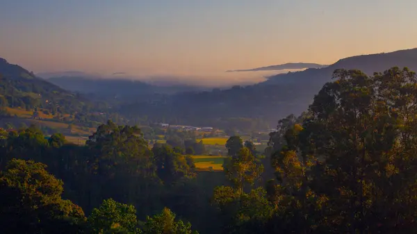 stock image Amazing sunrise in Cantabria hills, Spain