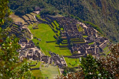 Machu Picchu antik şehir, Peru 'dan en yüksek zoom manzarası