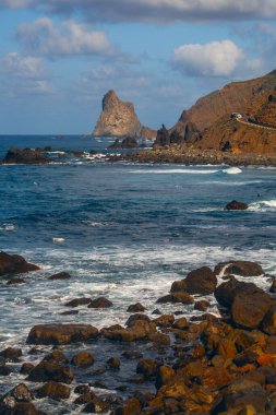 İnanılmaz Atlantik kıyıları. Benijo Sahili, Tenerife, Kanarya Adaları