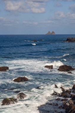 İnanılmaz Atlantik kıyıları. Benijo Sahili, Tenerife, Kanarya Adaları