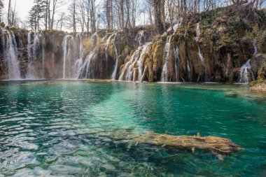 Güzel Plitvice gölleri ulusal parkı, bir sürü şelale ve açık göller.