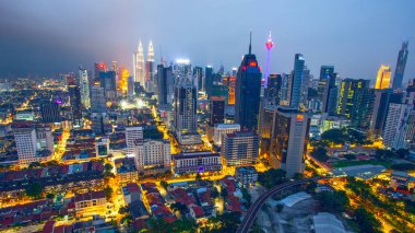 Kuala Lumpur, Malezya - 25 Ocak 2023: Kuala Lumpur kentinin ortasındaki Panorama hava manzarası 