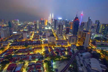 Kuala Lumpur, Malezya - 25 Ocak 2023: Kuala Lumpur kentinin ortasındaki Panorama hava manzarası 