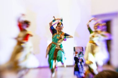 Kyiv, Ukraine - 28 December, 2024: Indian traditional  dances performing by Naksharda studio on Bhagavat Gita  celebration event  clipart