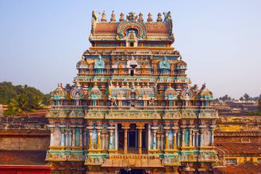 Trichi, Hindistan - 12 Ocak 2023: Sri Ranganatha Swamy Temple, Srirangam, Hinu Temple in Trichy, Tamil Nadu, Hindistan. İbadet yeri.