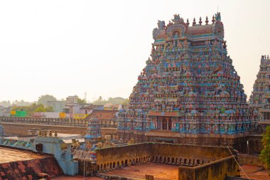 Trichi, Hindistan - 12 Ocak 2023: Sri Ranganatha Swamy Temple, Srirangam, Hinu Temple in Trichy, Tamil Nadu, Hindistan. İbadet yeri.