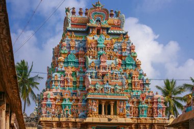 Trichi, Hindistan - 12 Ocak 2023: Sri Ranganatha Swamy Temple, Srirangam, Hinu Temple in Trichy, Tamil Nadu, Hindistan. İbadet yeri.