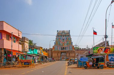 Trichi, Hindistan - 12 Ocak 2023: Sri Ranganatha Swamy Temple, Srirangam, Hinu Temple in Trichy, Tamil Nadu, Hindistan. İbadet yeri.