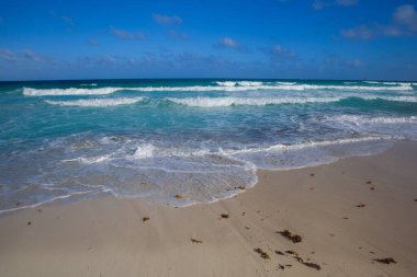 Otel bölgesi Meksika'nın Cancun Delfines kumsalda