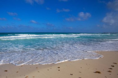Otel bölgesi Meksika'nın Cancun Delfines kumsalda