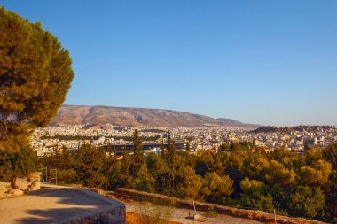 Panoramic city view of Athens taken from the ancient Acropolis, Greece clipart