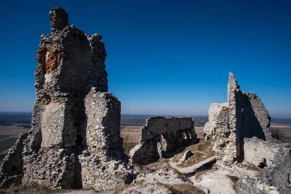 Ruínas Abandonadas Castelo Medieval Plavecky Eslováquia Europa Central Destino Viagem — Fotografia de Stock