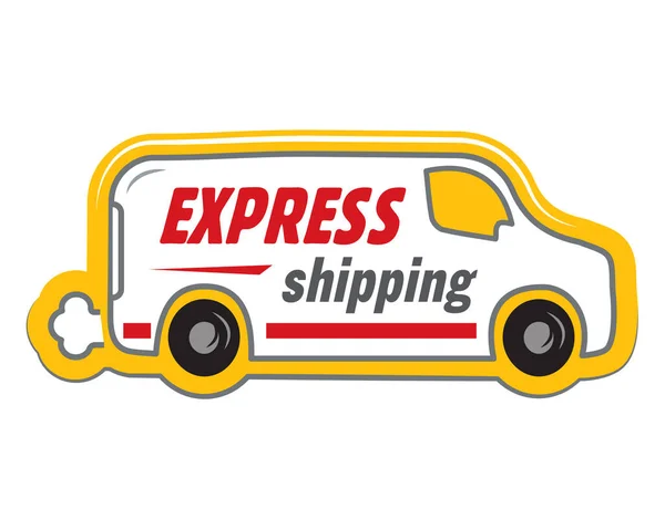 Truk Putih Kendaraan Dengan Pesan Express Shipping - Stok Vektor