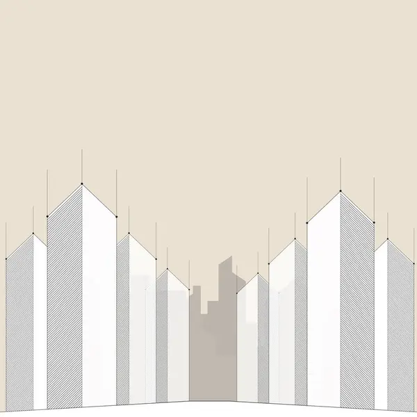 建築背景について ウェブサイトヘッダテンプレートのための高層ビルラインアートバナー 現代の横の背景 — ストックベクタ