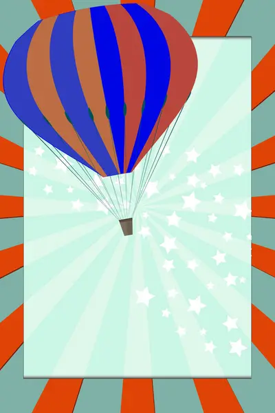 テキストのフレームと 熱気球でレトロな背景 — ストックベクタ