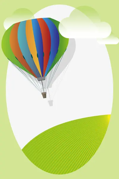 Fond Rétro Avec Ballon Air Chaud Coloré Avec Espace Pour — Image vectorielle