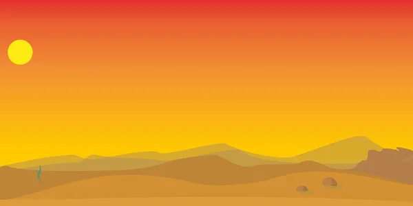 Wüstenlandschaft Organischer Hintergrund Mit Westtexas Oder Panorama Banner Mit Silhouetten — Stockvektor