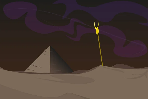 Egypten Pyramid Natt Öken Egyptisk Faraongrav — Stock vektor