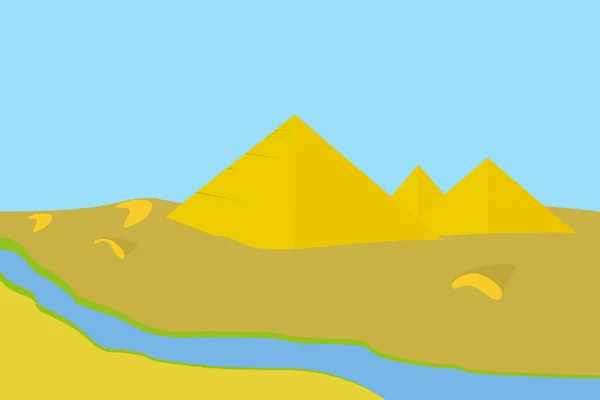 Antike Pyramidenlandschaft Ägyptische Pyramidenlandschaft Der Sahara Wüste — Stockvektor